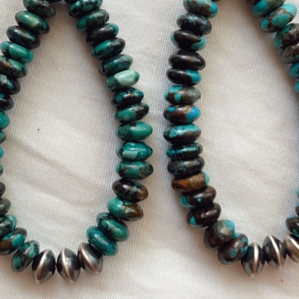 *SOLD* Turquoise & Navajo Saucer Pearls Earrings